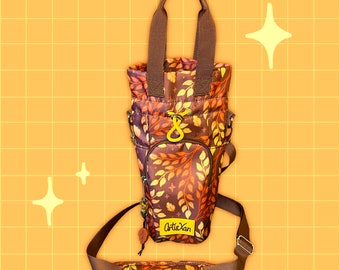 Autumn Leaf Water Bottle Bag with Fidget Zipper Pull