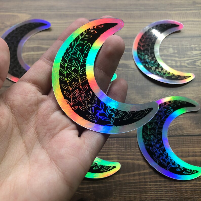 Holographic Moon Stickers | Etsy