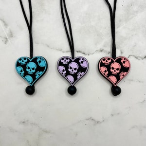 Fidget Jewelry Skull Heart Necklace