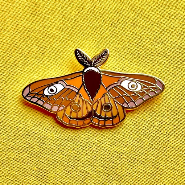 Emperor Moth Enamel Pin