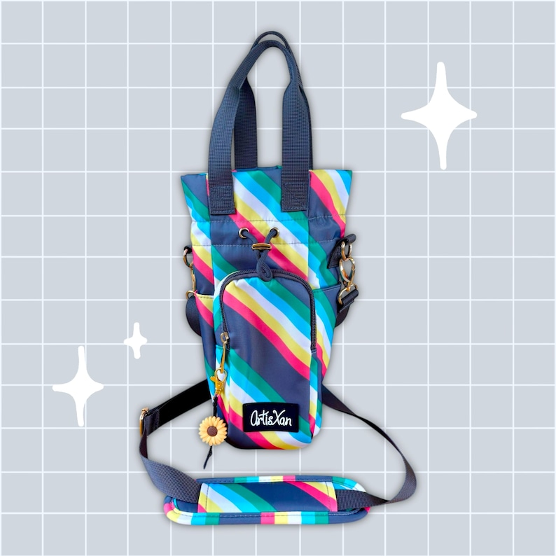 Disability Water Bottle Bag with Fidget Zipper Pull image 1