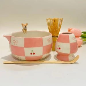 Aangepaste keramische matcha-set voor huisdier, aangepaste keramische matchakom voor huisdier, herdenkingscadeau voor dierenliefhebbers, kiekeboekom, kom met verborgen dieren
