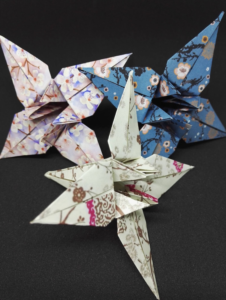 12 Origami Lilies Mixed Japanese Style Floral Prints