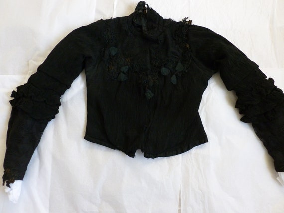 Black Victorian Lace Trimmed long sleeved Mourning