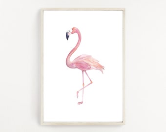 Watercolour Flamingo Print, Pink Flamingo Art, Flamingo Decor Art, Wallpaper Art, Printable Art, Animal Print Art, Instant Download