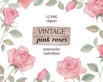 Watercolor Vintage Floral Clipart