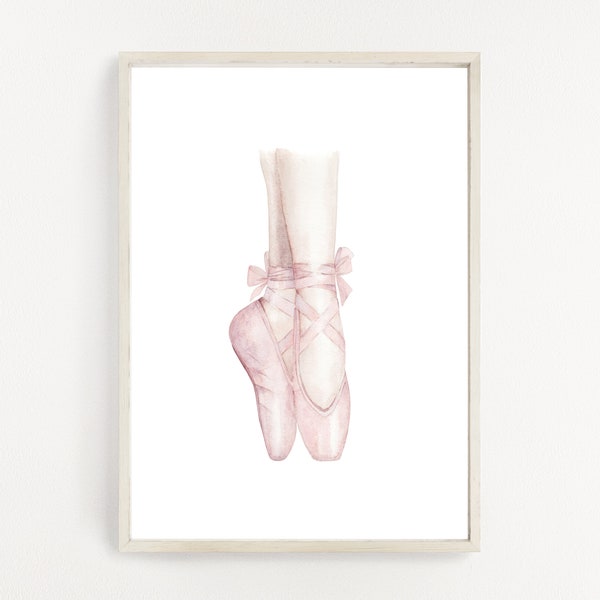 Watercolour Ballet Pointe Shoes, Watercolour Ballet Print, Ballet Decor Art, Ballet Shoes, Printable Art, JPG