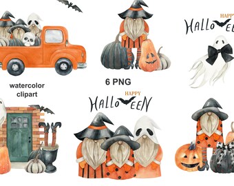 Collection de cliparts Halloween aquarelle Party Decor, PNG, téléchargement numérique