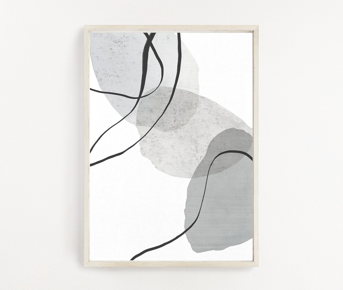 Neutral Wall Art Line Art Gray Black Art Printable Wall Art Etsy