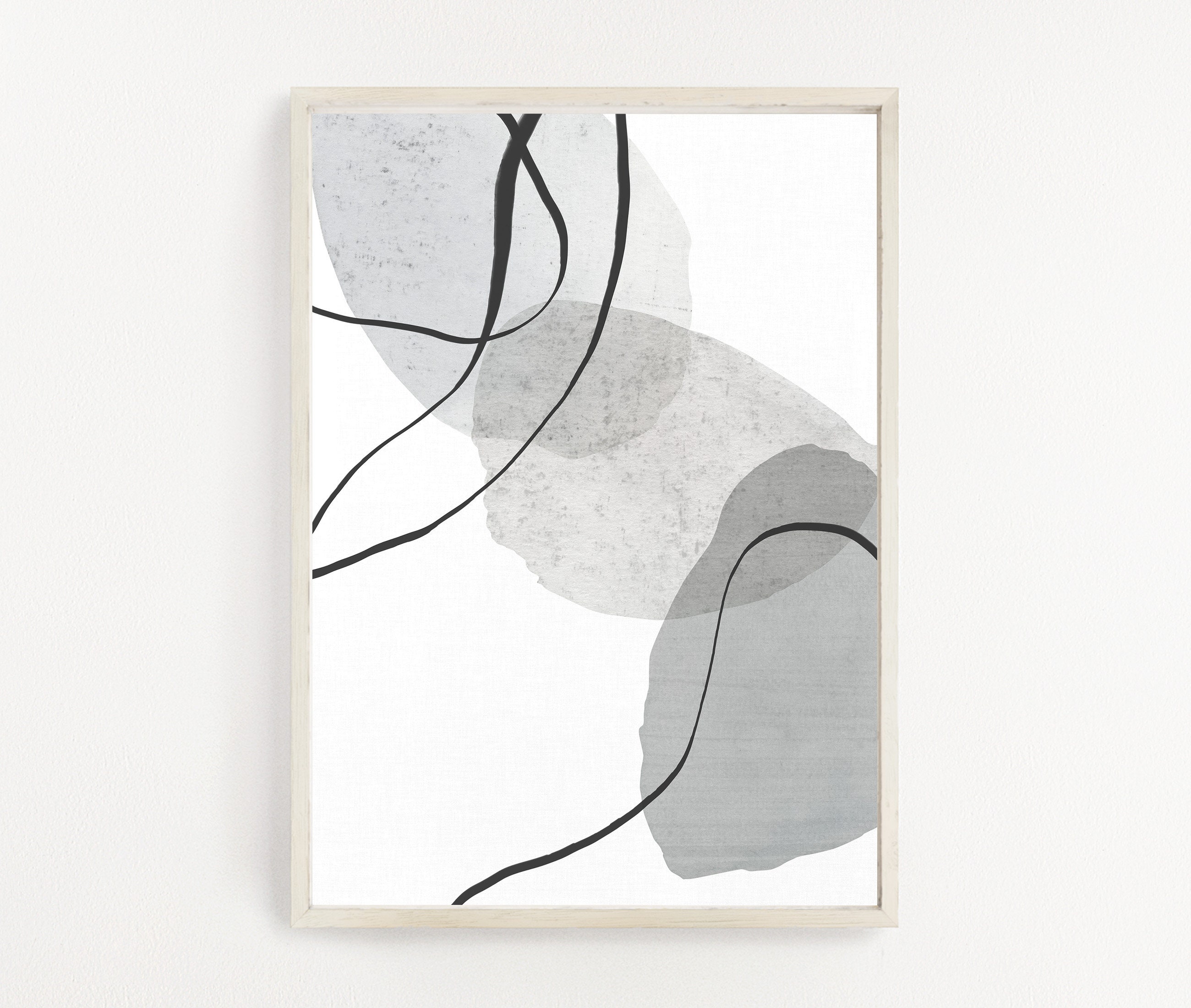 Neutral Wall Art Line Art Gray Black Art Printable Wall Art Modern Wall