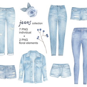 Aquarel handgeschilderde jeanscollectie
