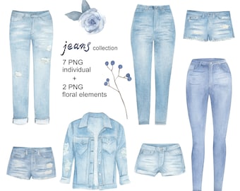 Watercolor Hand Painted Jeans Collection