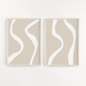 Conjunto de arte de pared neutral de 2 impresiones arte blanco beige imprimible arte de pared bronceado impresión neutral arte de pared moderno arte de pared abstracto arte de pared descarga instantánea