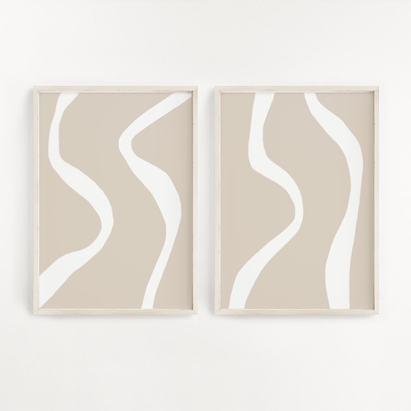 Neutral Wall Art Set of 2 Print Beige White Art Printable Wall Art Tan Neutral Print Modern Wall Art Abstract Wall Art Instant Download