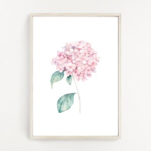 Aquarell handgemalte Hortensie. Blumen Hortensia Print. Druckbare Kunst