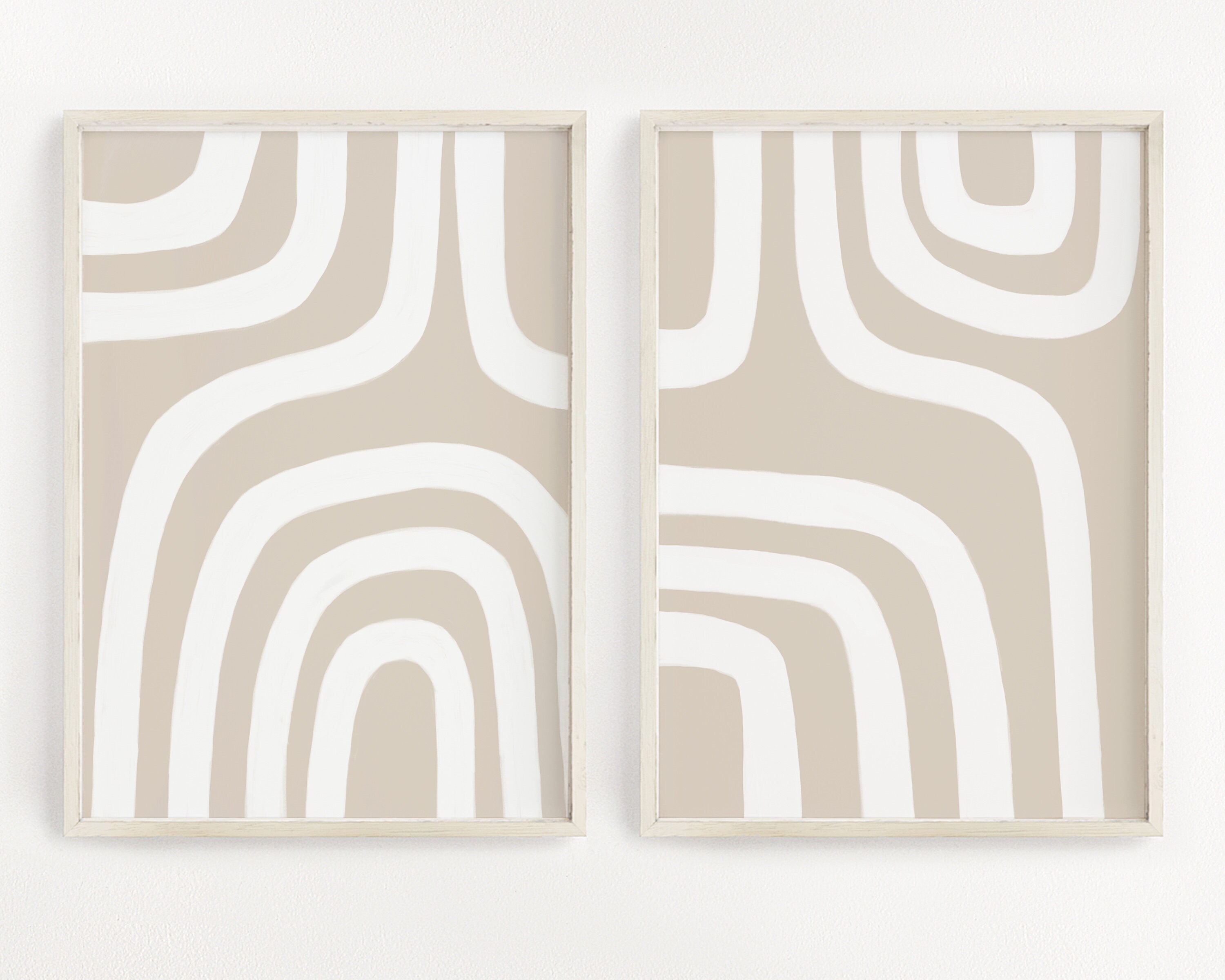 Neutral Wall Art Set of 2 Print Beige White Art Printable Wall Art ...