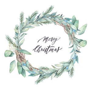 Watercolor  Christmas Wreath Clipart