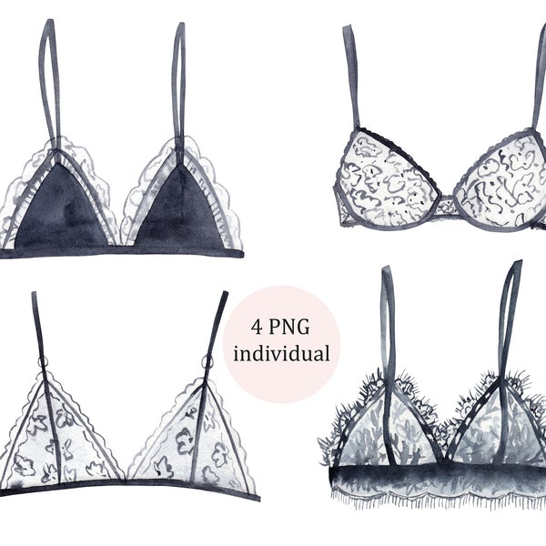 Watercolor lingerie clipart set