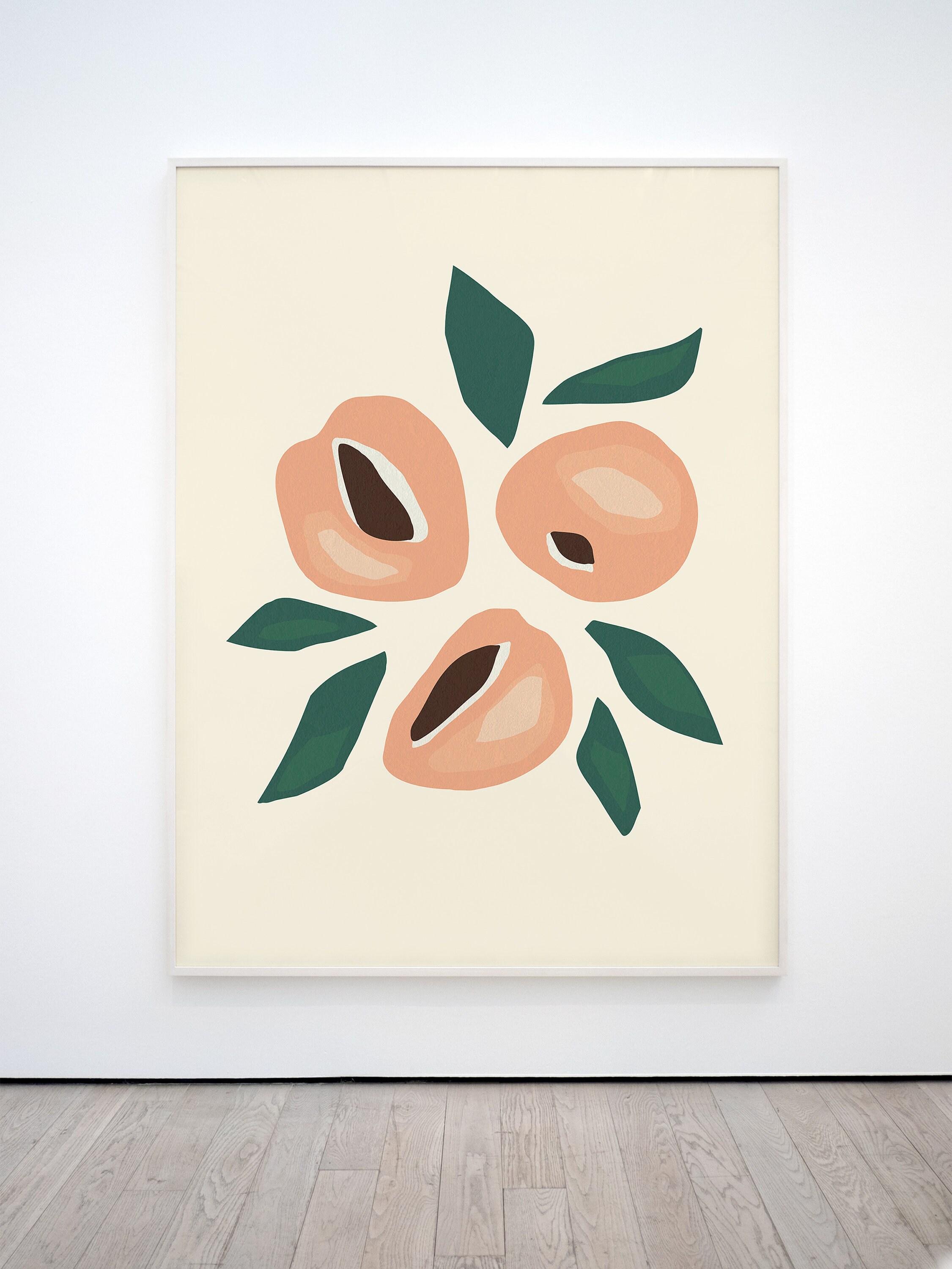 Modern Abstract Botanical Peach Wall Art Etsy