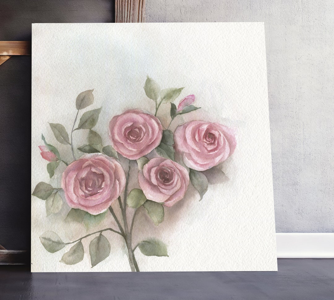 Rose Watercolor Print, Digital Download - Etsy