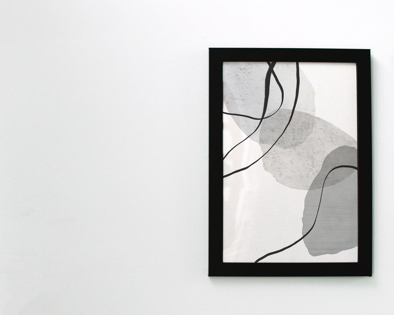 Neutral Wall Art Line Art Gray Black Art Printable Wall Art Modern Wall
