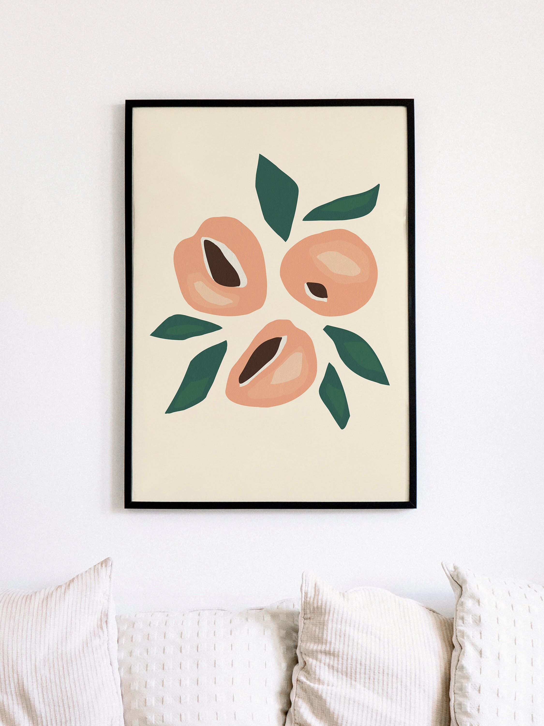 Modern Abstract Botanical Peach Wall Art Etsy