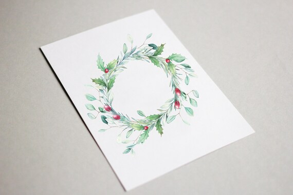 水彩クリスマスリースのクリップアート - Etsy 日本