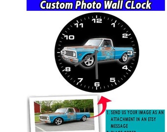 Classic Pickup Truck Square Body Personalized Wall Clock, Gifts For Car Guys, Pickup Presents, C10 Trucks, Pickup Truck Decor (Wall Clock1)