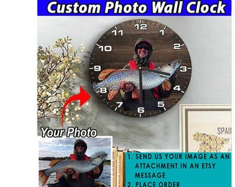 Reloj de pared de madera personalizado con regalos únicos para pescadores, regalos para amantes de la pesca, regalos de pesca para él, el mejor regalo de pesca para ella.