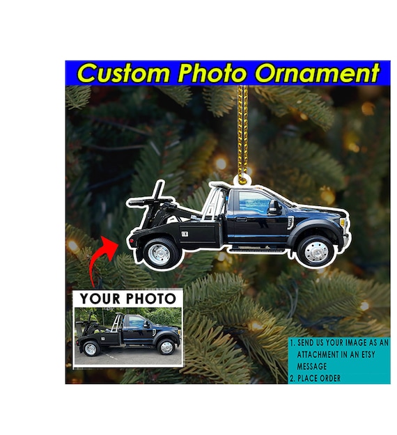 Ornament - Black - PERSONALIZED Tow Truck Wrecker Ornament - Black - PERSONALIZED Tow Truck Wrecker