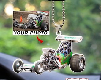 Top Fuel Dragster Personalized Car Ornament, Custom Gift For Dragster Racers, Super Comp Racing Gifts, Unique Dragster Racing Mirror Decor