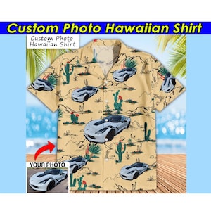 Sports Car Personalized Photo Hawaiian Shirt, Cool Gifts For Car Guys, Modern Car, V8 Engine Car, Luxury Supercar Aloha Shirts (HAW1)