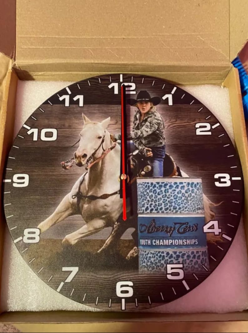 Mutton Busting Steer Riding Personalized Photo Wooden Wall Clock, Gift ...