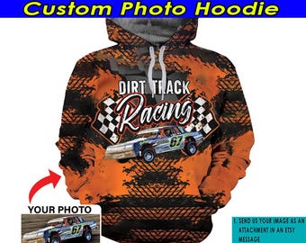 Street Stock Car Dirt Track Racing Personalized Photo All-Over-Print Hoodie Sweatshirt, Unique Dirt Track Racer Hooded Sweatshirt (BK467)