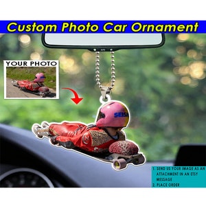 Decorazione per auto personalizzata per amanti dello slittino, regali unici per gli amanti dello slittino, tavola da slittino, skateboard, sport dello slittino