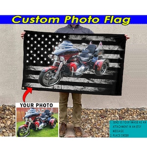 Trike Motorcycle Personalized American Flag, Unique Gift For Trike Lover, Trike Rider, Cool Triker Gifts, Freewheeler Owner (AmericanFlag02)