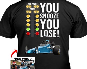 T-shirt personnalisé drôle de course de dragsters, cadeau cool unique pour les coureurs de dragsters, T personnalisé Super Comp Racing Team (au dos) (BK569)