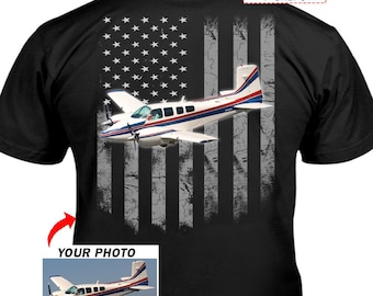 Aircraft Gift Airplane Personalized T-shirt, Unique Gifts For Aircraft Owners, Airplane Lovers, Gifts For USA Pilots (On the Back) (BK5)