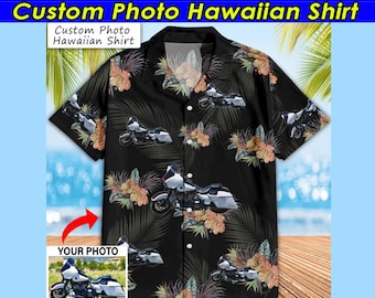 Custom Motorcycle Gift For Biker Personalized Hawaiian Shirt, Unique Gift For Chopper Bikers, Cool Bobber Bikers, Custom Biker Shirts (HAW6)