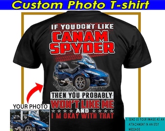 Camiseta personalizada de motocicleta Spyder, regalo para conductores de Spyder, conductores de triciclos y propietarios de Spyder. Triciclo invertido (en la espalda) (BK450-CanamSpyder)