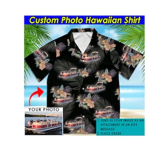 Pontoon Boat Bowriders Personalized Photo Hawaiian Shirt, Unique Gift For Boat Lovers, Fishing Boat, Boat Owners, Boat Captain Shirts (HAW6)
