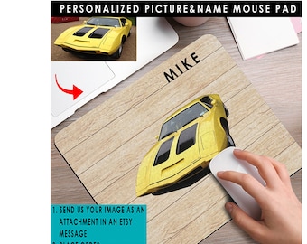 Alfombrillas de ratón personalizadas con foto y nombre de coches clásicos, regalos para propietarios de coches clásicos, regalo único y personalizado para amantes de los coches.