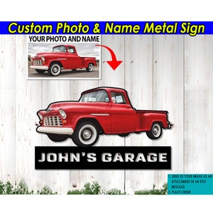 Klassischer Pick-up Truck Personalisierte Foto und Text Metallschild, Benutzerdefinierte Pick-up Truck Schilder, Moderne Pick-up, Alter Vintager LKW (Garana2)