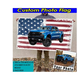 Diesel Truck Lifted Truck Personalized American House Flag, Modern Pickup Truck, Gifts For Truck Guys, Classic Pickup, Mud Truck, Flag 24X36