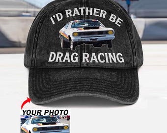 Personalized Drag Racing Wash Denim Caps, Custom Drag Racing Team Caps, Unique Gift For Drag Racers (BK613)