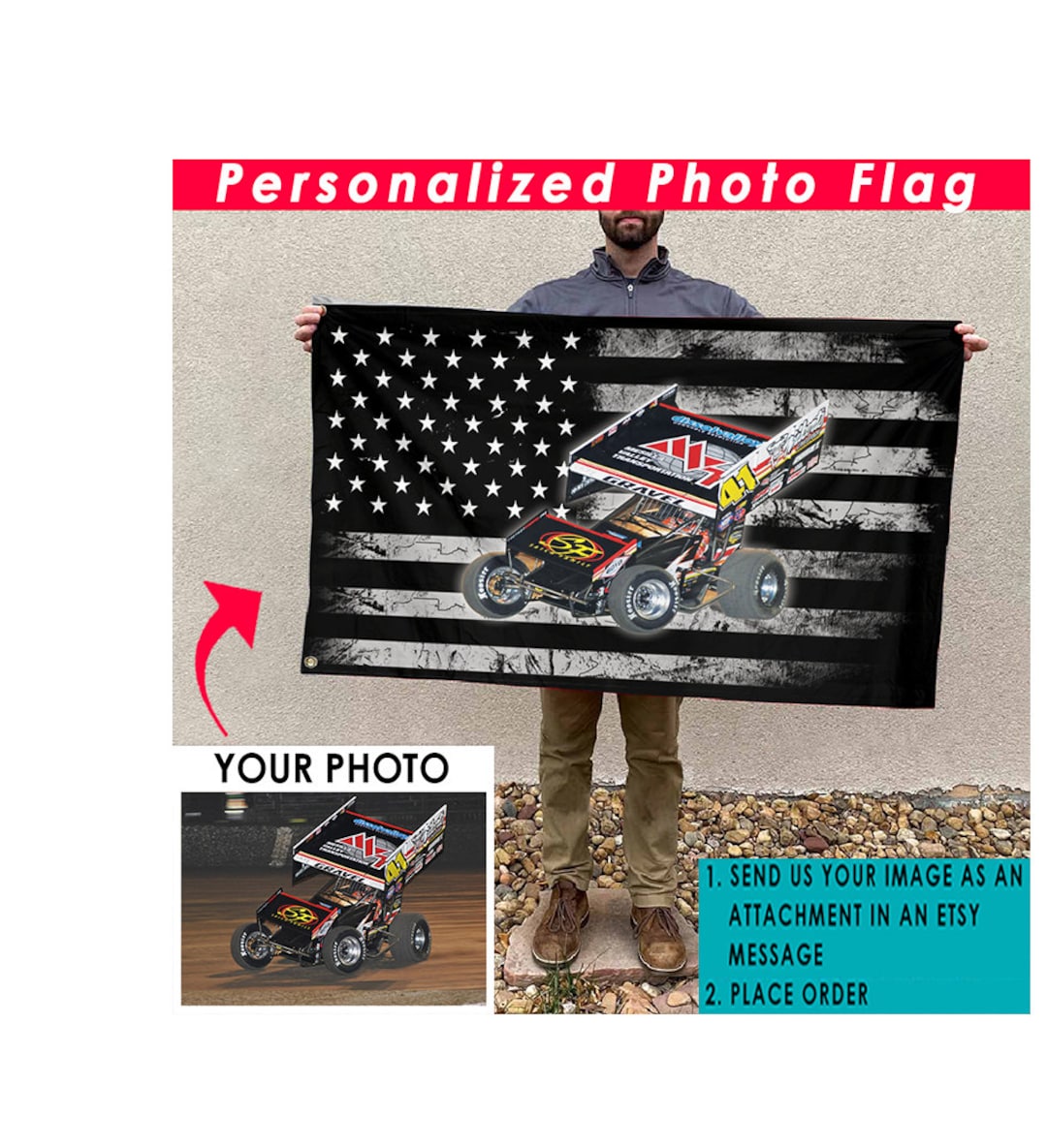 Sprint Car Racing Personalized Flag, Gift for Car Guys, Late Models ...