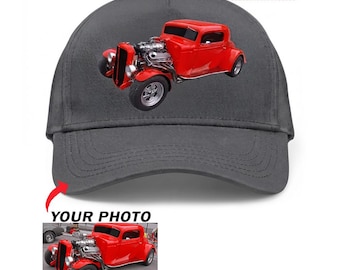 カスタムホットロッドパーソナライズドベースボールクラシックキャップ、ホットロッダーへのユニークなギフト、ストリートロッド/ラットロッドオーナーへのクールなギフト (PHOTONLY)