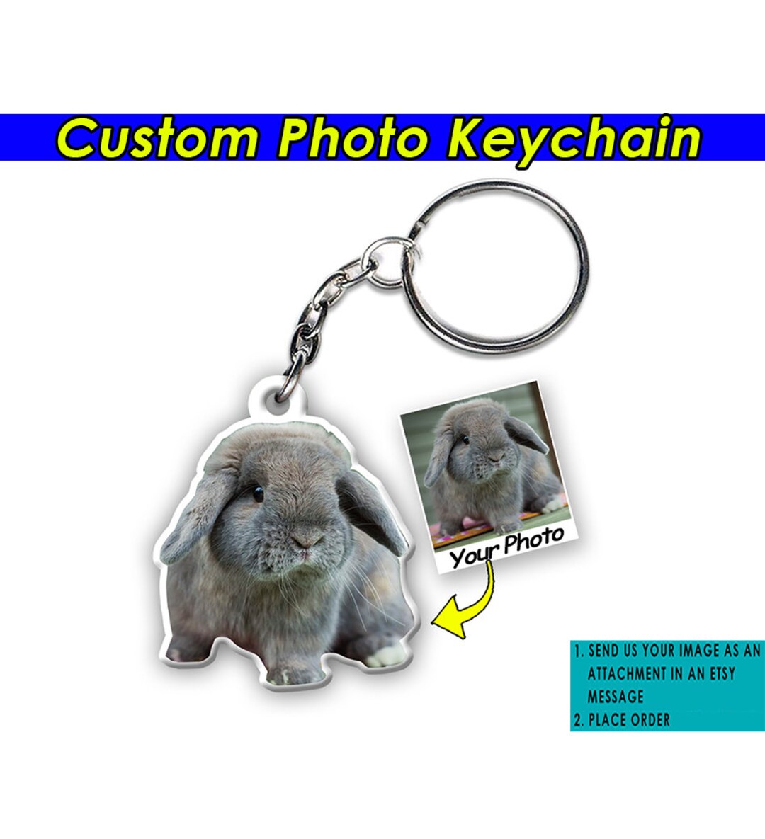 Cute Bunny Rabbits Gifts, Personalized Keychains, Bunny Gifts for Him