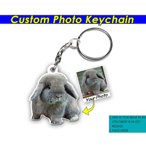 Cute Bunny Rabbits Gifts Personalized Keychains, Bunny Gifts For Him/Her, Bunny Lover Gifts, Rabbit Keychains, Custom Pet Keyrings