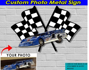 Dirt Track Racing Personalized Photo Cut Metal Sign, Unique Gifts For Dirt Track Racers, Late Models Gift, Sprint Car Racing (Racingmeta)